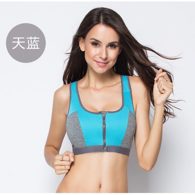 Women Zipper Push Up Sports Bras Shockproof Underwear Running Vest Gym Workout Running Tops Sportswear Yoga Sport Top