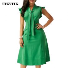 Ruffles Woman Dress Summer 2020 Vintage Sexy Long Evening Long Party Dress Casual Plus Size Slim Solid Office A Line Dresses 5XL