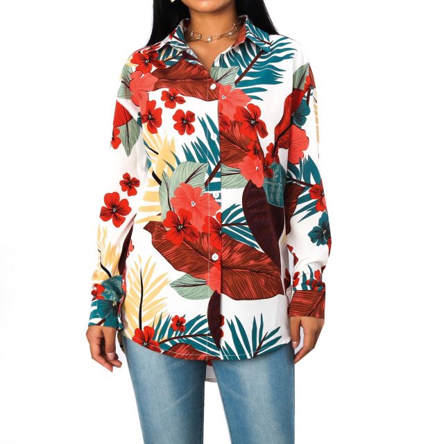 Women Blouses Summer Chiffon Long Sleeve blusas mujer de moda 2020 Sexy Vintage Floral Print Single-breasted Shirt Autumn Tops