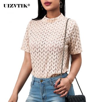 Women Blouses Summer Korean Hook Flower Lace blusas mujer de moda 2020 Sexy Vintage Casual Hollow Out Short Sleeve Shirt Tops