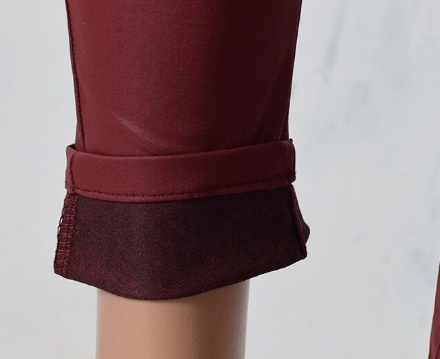 2020 High Waist Leather Pants Women Fashion Push Up Skinny Coated Denim Woman PU Pantalon Femme Red Black Pencil Pants Trousers