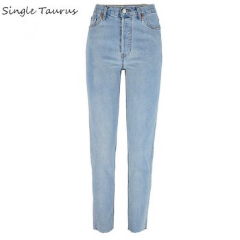 Straight Denim Pants Women High Waist Slim Blue Vintage Jeans Woman Streetwear Ladies Mom Jeans Washed Fashion Women Clothes