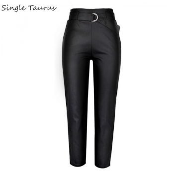 Black Leather Pants Women Streetwear PU Ropa Mujer High Waist Coated Denim Pantalon Femme Sexy Fall Winter Fashion Leather Pants