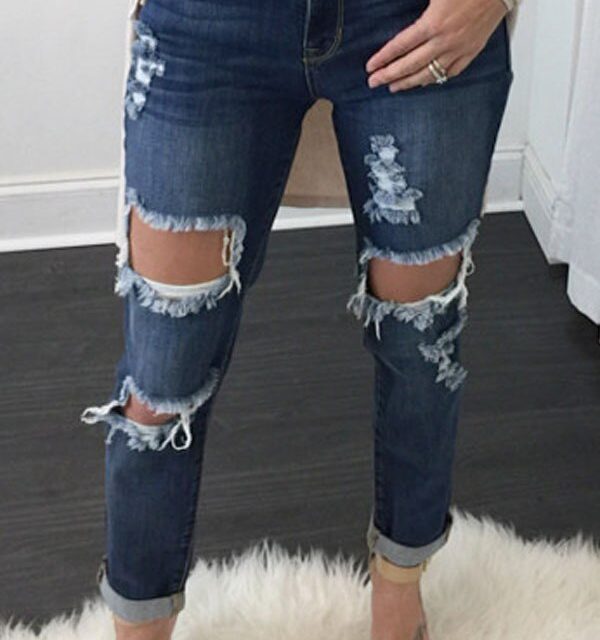 2018 Summer Hole Hollow Out Ripped Jeans Women Fashion Vintage Washed Slim Elasticity Skinny Jeans Femme Cotton Denim Pant Mjuer