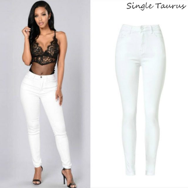 High Waist Women Jeans Fashion White Elastic Jeans Feminina Push Up Sexy Skinny Jeans Women High Quality Jeans Pantalon Femme
