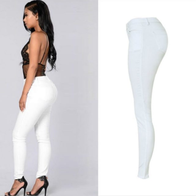 High Waist Women Jeans Fashion White Elastic Jeans Feminina Push Up Sexy Skinny Jeans Women High Quality Jeans Pantalon Femme