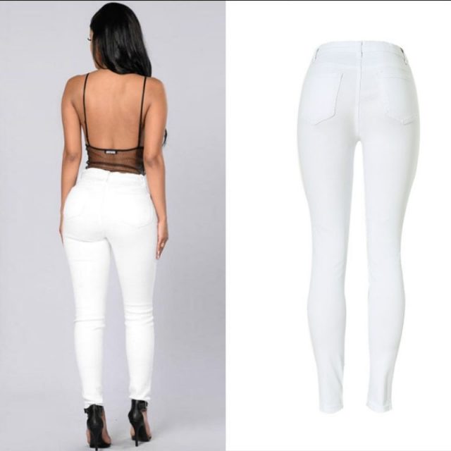High Waist Women Jeans Fashion White Elastic Jeans Feminina Push Up Sexy Skinny Jeans Women High Quality Jeans Pantalon Femme