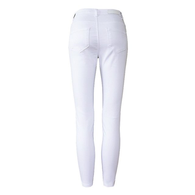 Office Lady High Waist White Jeans Women Top Quality Cotton Slim Elasticity Skinny Denim Leisure Simple Push Up Pantalon Femme