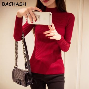 BACHASH New Fashion Women Turtleneck Sweater Wool Casual Spring Winter Women Bottoming Slim Warm Knitted Pullovers Female Woman