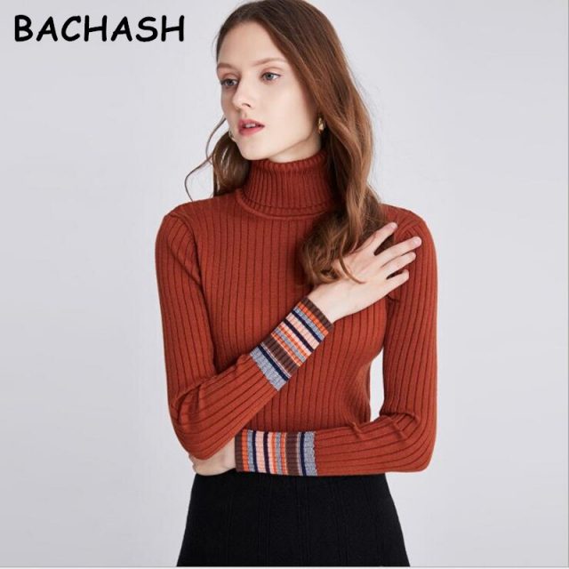 On sale 2019 autumn winter Women Knitted Turtleneck Sweater Casual Soft Thick Jumper Fashion Slim Femme Elasticity Pullovers