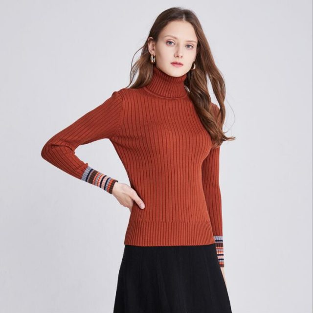 On sale 2019 autumn winter Women Knitted Turtleneck Sweater Casual Soft Thick Jumper Fashion Slim Femme Elasticity Pullovers