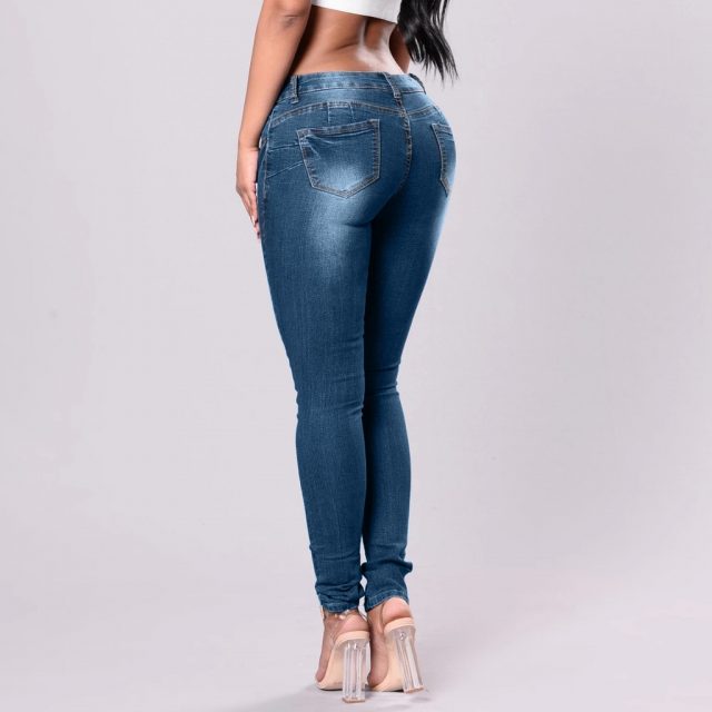 2020 Newest Hot Womens Stretch Skinny Ripped Hole Washed Denim Jeans Female Slim Jeggings High Waist Pencil Pants Trousers#D3