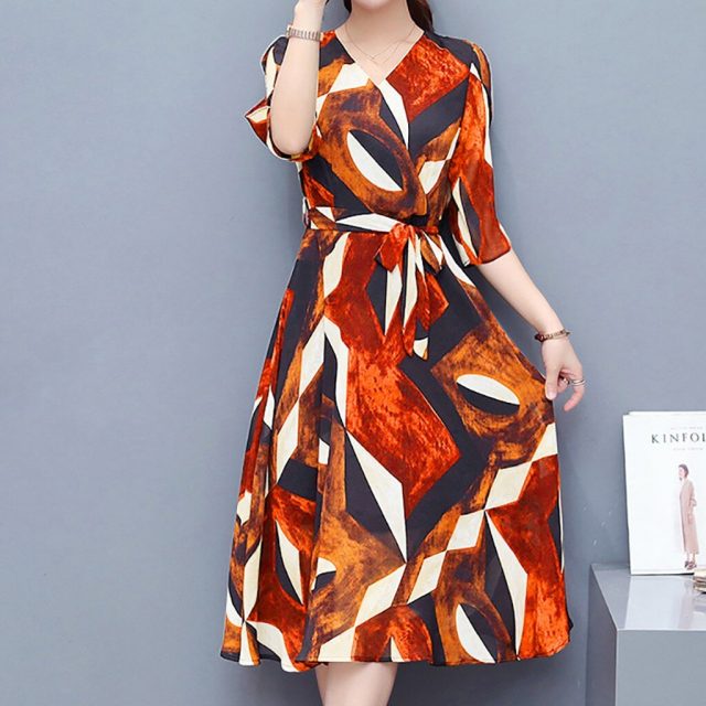 2021 Autumn Winter Geometric Print Vintage Dress Plus Size Midi Dresses Korean Elegant Women Party Long Sleeve Bodycon