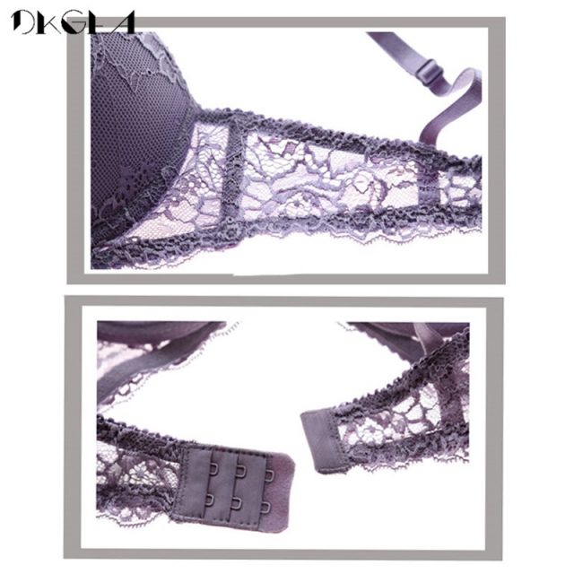 New Super Gather Purple Bras Sexy Women Underwear Cotton Thick Brassiere A B C Cup Push Up Bra Embroidery Lace Lingerie Black