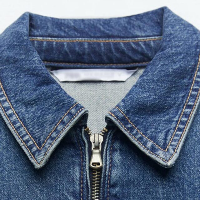 Women Fashion Denim Zip Lapel Dress Retro Long Sleeve Pocket Solid Slim Vestidos 2023 Spring Personality Street Trend Dresses
