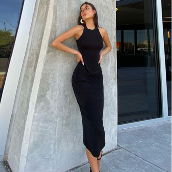 European and American Ins-style Sexy Backless Versatile Black Dress Women's Temperament High Waist Long Skirt In 2023 Spring New