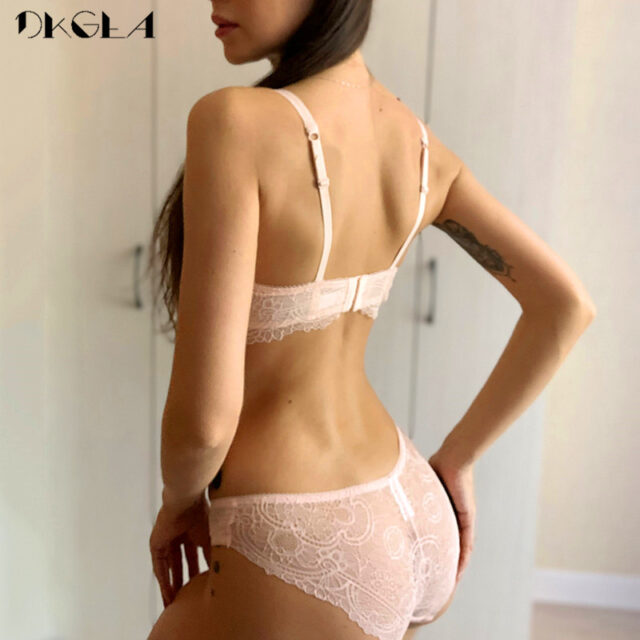 Fashion Young Girl Bra Set Plus Size D E Cup Thin Cotton Underwear Set Women Sexy Brassiere Pink Lace Bras Push Up Embroidery