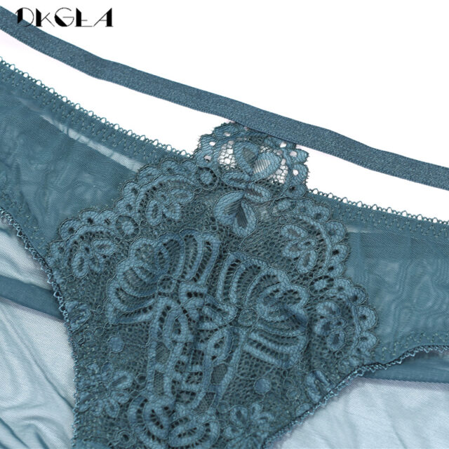 Hollow Out Sexy Underwear 3 Pieces Low-Rise Panties Women Green Black White Underpants Transparent Ladies Lace Briefs Embroidery