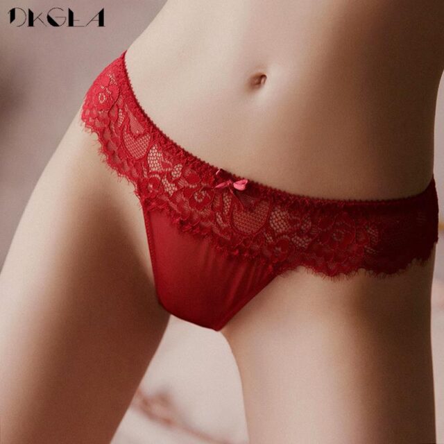 Female 3 Piece Panties Sexy G-String Lady Transparent Thongs T-back Low-Rise Lace Thong Women Underwear Embroidery Hollow Out