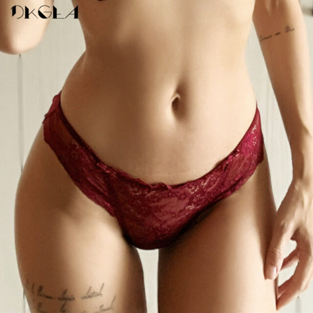 Fashion 3 Piece Low-Rise Briefs Lace Transparent Beige Black Burgundy Sexy Underwear Ultrathin Embroidery Women Panties XL L M S